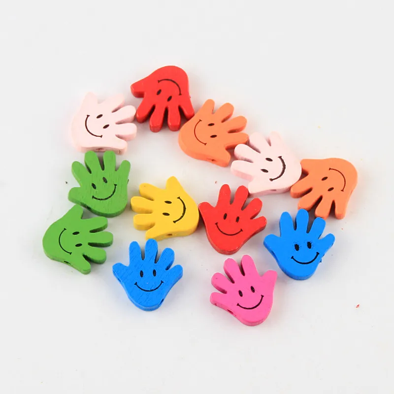 Buy DIY 50pcs 20x19mm Mixed Color Wooden Beads Smile Face Pattern Series Hand