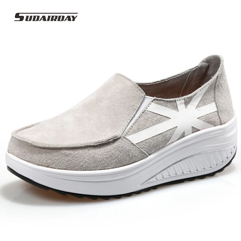 2016 Suede Casual Shoes font b Woman b font Flat Platform Shoes Womens Slimming Walking Shoes