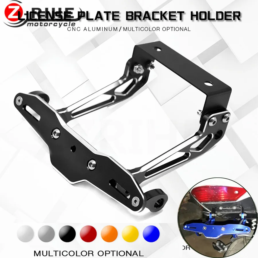 

For YAMAHA YZF R1 R3 R6 R15 R25 FZ6 MT-07 MT 07 Motorcycle Adjustable Angle Aluminum License Number Plate Frame Holder Bracket