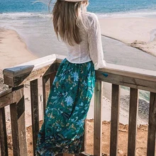 Jastie Boho шикарная пляжная юбка, винтажная, с принтом, женские юбки, хиппи, с рюшами, асимметричная юбка, faldas mujer moda, летняя юбка