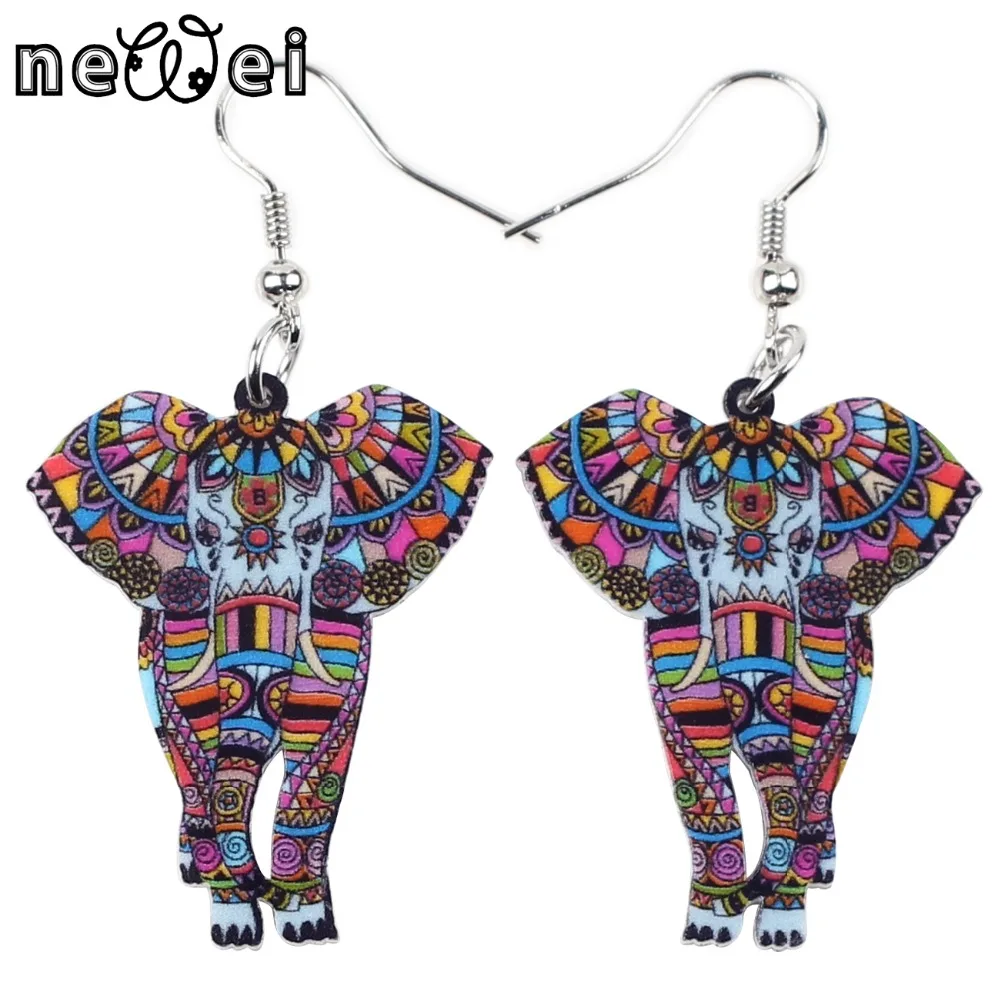 

Newei Cute Big Long Animal Acrylic Dangle Drop Elephant JUNGLE Earrings 2017 News Style Dangle Novelty Jewelry For Girls Women