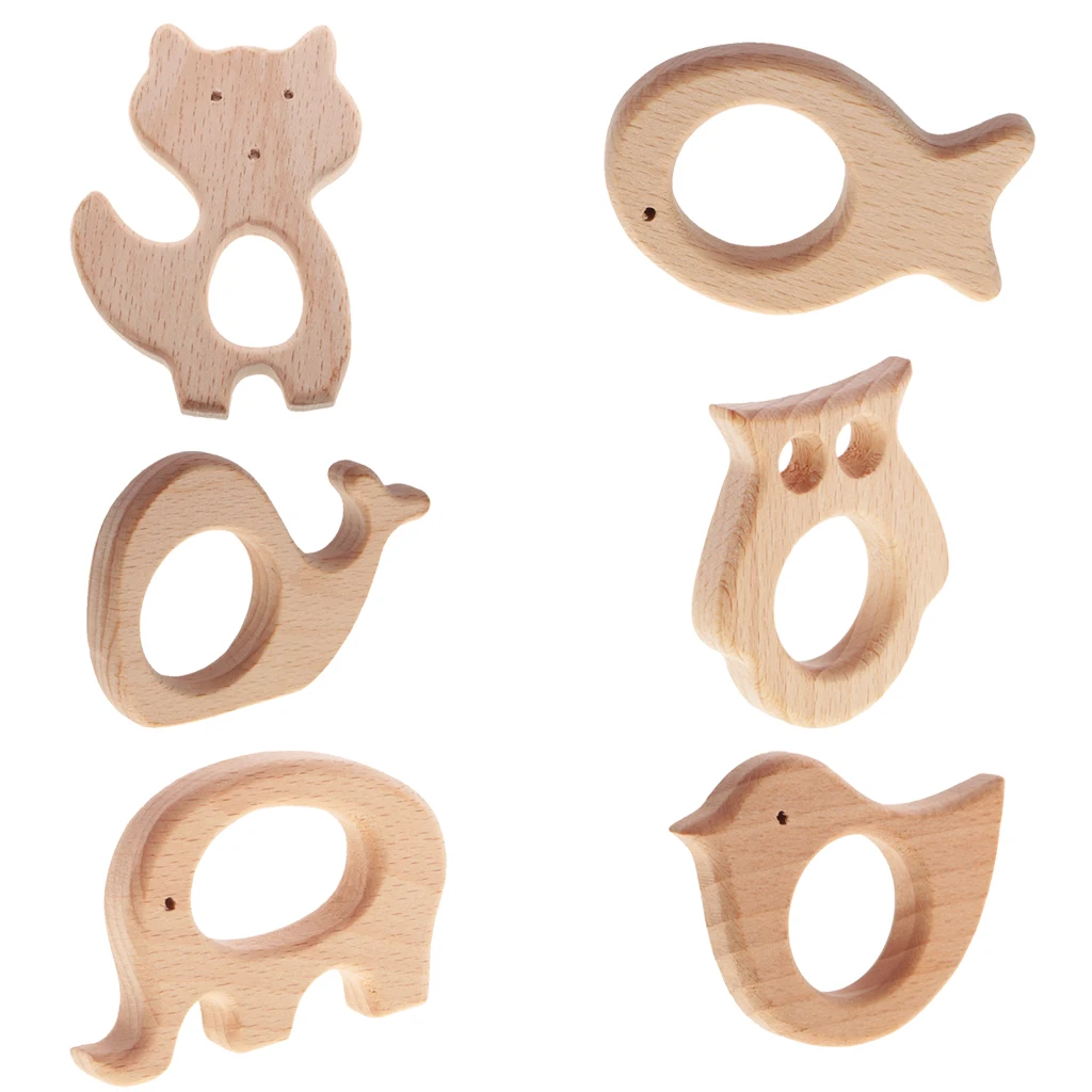 Animal Shape Baby Teether Beech Wooden Toy Teething Accessories Kids Toys