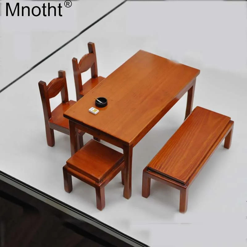 

Mnotht AC-17 Solid Wooden Desk Chair Dining Table Stool 1/6 Miniature Furniture Model for 12'' Soldier Action Figure Dollhouse B