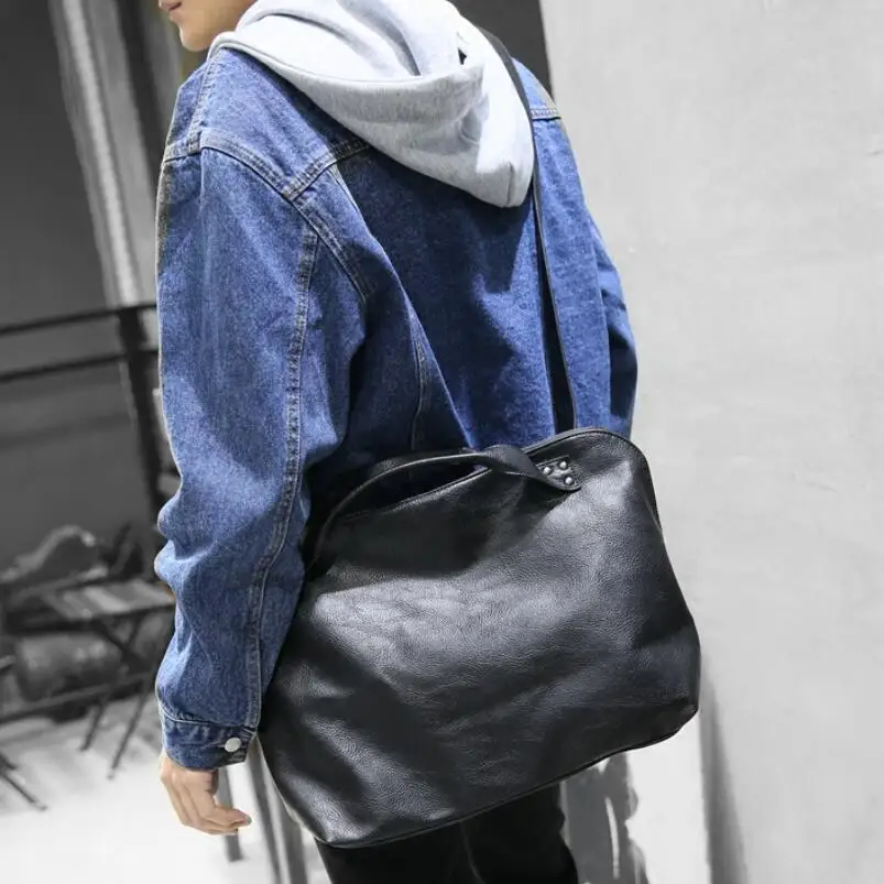 

Multifunction Men PU leather Satchel Handbags Travel Shoulder Purse Bolsa Masculina Men's Crossbody Messenger Bags Sling Black