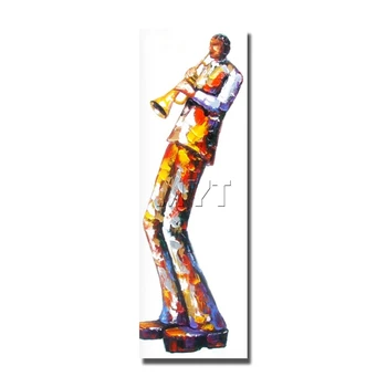 

Hot Handmade Abstract Long legs Man playing a trumpet oil Painting Wall art Pictures handpainted home Decor for room on Canvans