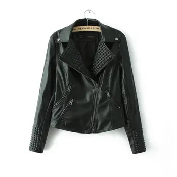 

New season long sleeves Cultivate one's morality fashion locomotive PU leather female coat PU jacket