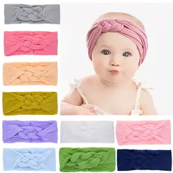 Детская повязка на голову horquillas де Pelo para ni однотонная Одежда для новорожденных маленьких девочек эластичная чалма повязка на голову