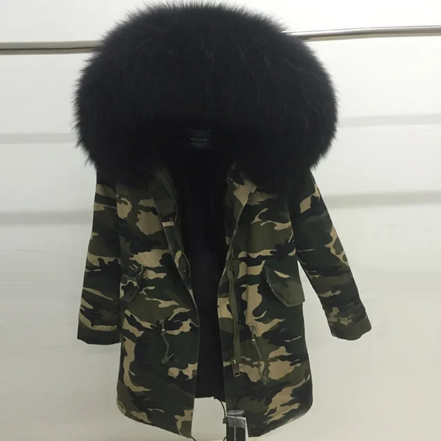 Best price at $156 Cheap Women large real fur collar camouflage overcoat long women detachable liner hooded jackets woman brand DHL free shipping