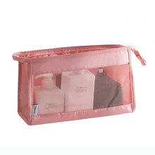 New Fashion Mesh Transparent Cosmetic Bags Travel Women Nylon Zipper Makeup Pouch Portable Organizer Storage Bag aosbos portable mesh makeup bag waterproof transparent breathable cosmetic bags tote pouch black travel organizer storage bag