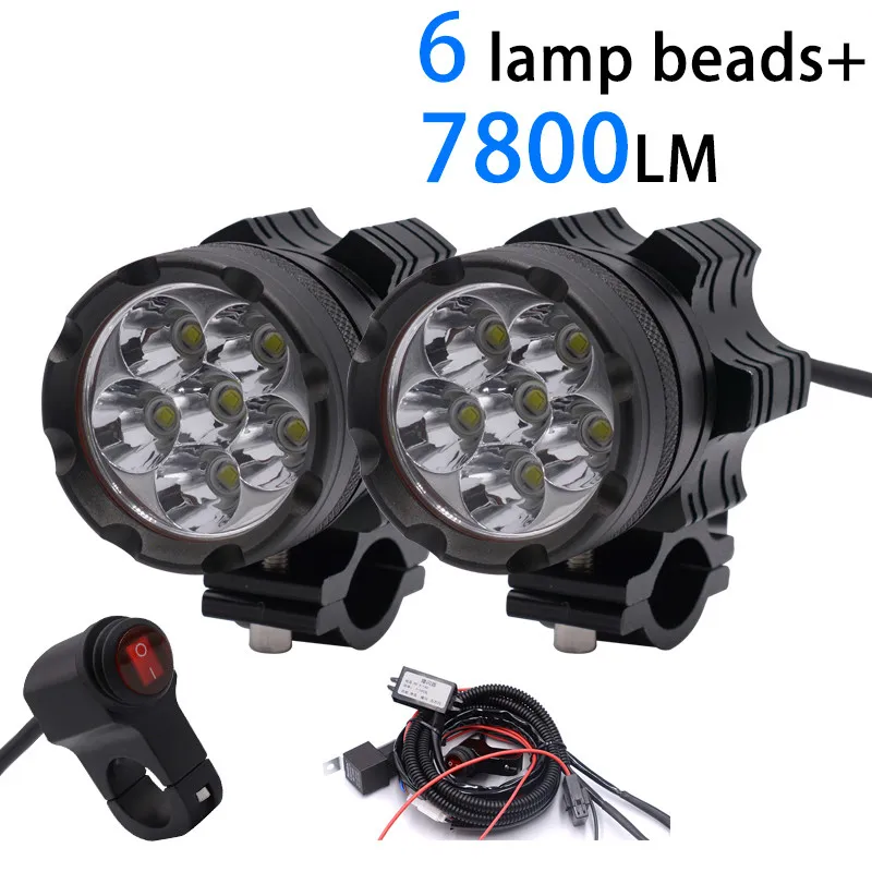 

2PCS Universal 6 Chips LED Motorcycle headlights Motos Bulb Motorbike Waterproof Fog Spot 7800 LM Moto Spotlight Super bright