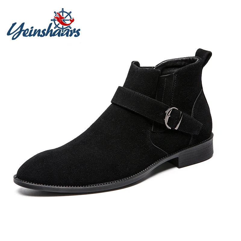 YEINSHAARS/модные мужские кожаные ботинки с острым носком рабочие ботинки деловая модельная обувь для вечеринки и свадьбы; большие размеры 38-47; chaussure homme