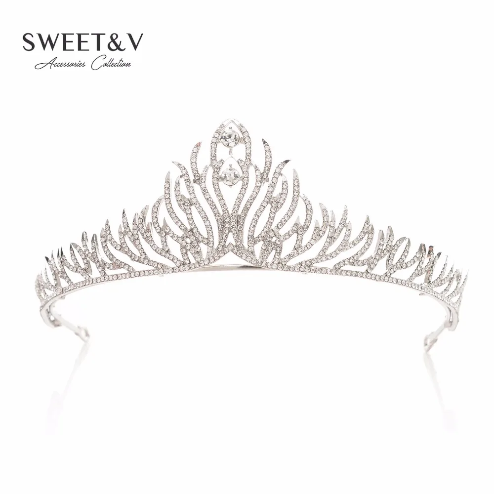 Rhinestone font b Tiara b font Crystal Crown Princess Headpieces Women font b Hair b font