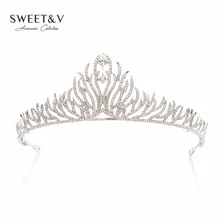 Rhinestone Tiara, Crystal Crown, Princess Headpieces, Women Hair Jewelry, Costume Accessories for Wedding Birthday Party Prom