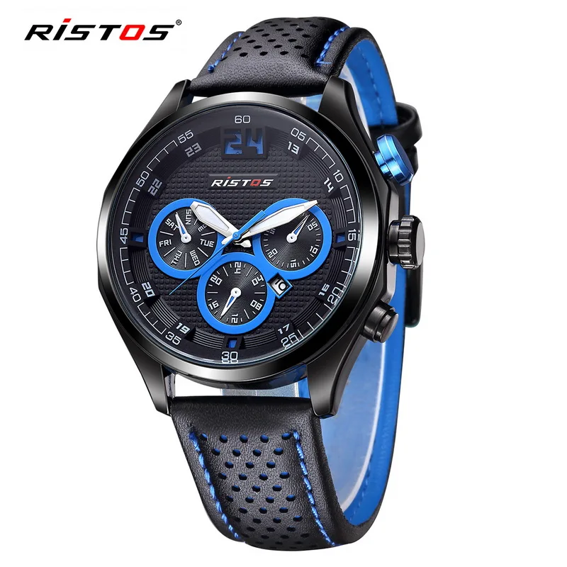 

Ristos Europe Trend of Male and Female Students In Sports Watches Retro Leather Minimalist Black Military Army Belt Watch Clock
