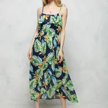 I0314Y12 Europe and the United States in the spring of 2017 new tropical style printed strap holiday dress 8718