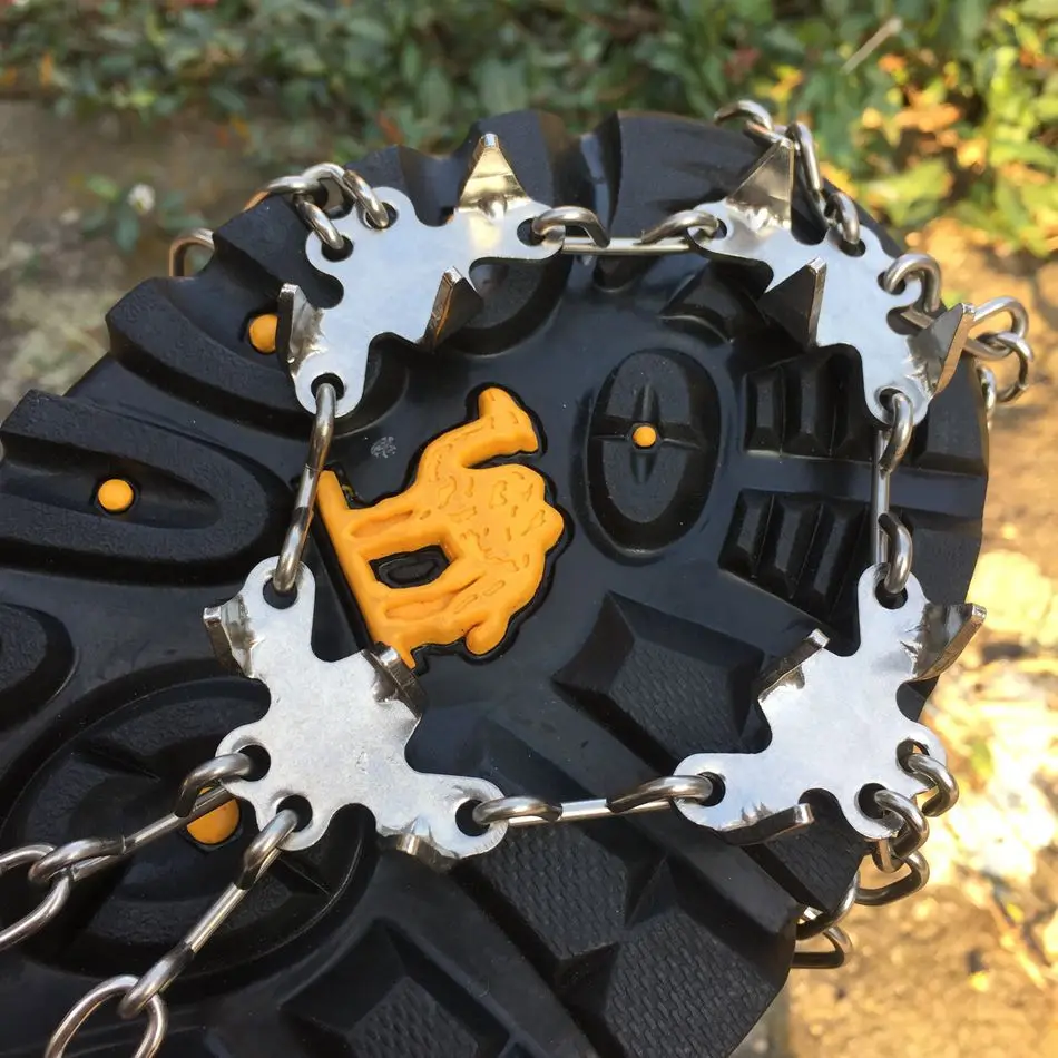 19 Teeth Steel Ice Gripper Spike for Shoes Anti Slip Hiking Climbing Snow Spikes Crampons Cleats Chain Claws Grips Boots Cover ice gripper spike climbing crampons