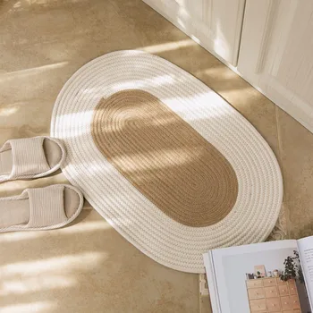 

Nordic Handmade Knit Ellipse Carpets For Living Room Chair Area Rug Children Play Floor Door Mat Soft Cloakroom Rugs And Carpets