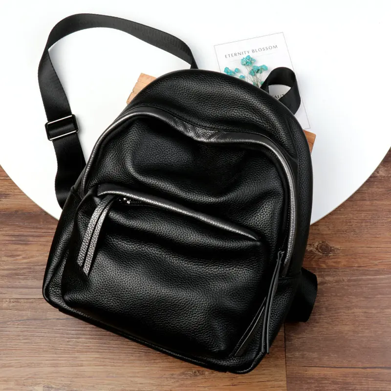 QIAOBAO рюкзак женские туфли-лодочки из натуральной кожи, Для женщин рюкзаки школьные сумки черная молния многофункциональный кожаный рюкзак