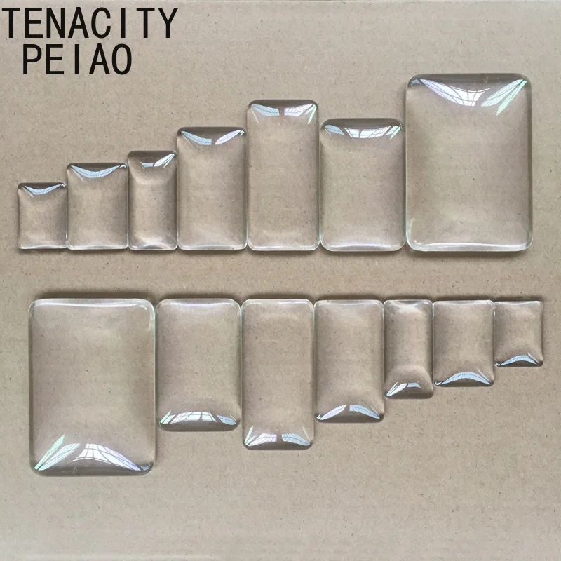 

18mm-48mm Rectangle Flat Back Clear Glass Cabochon for Pendant Tray Setting DIY Jewelry Photoes High Quality Jewelry finding