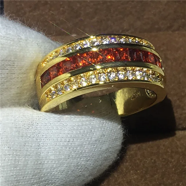 3 Colors Round Male Band Ring Garnet 5a Zircon Stone Party Wedding 3 Colors Round Male Band Ring Garnet 5a Zircon Stone Party Wedding For Men