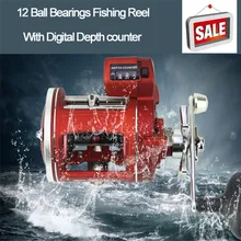 12 шариковых подшипников Рыболовная катушка с цифровым дисплеем глубиномер высокопрочная приманка барабанная приманка лодка Морская рыбалка whell