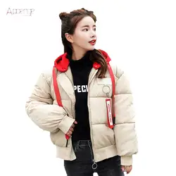 2019 г. модные зимние Для женщин короткие хлеб пальто личность Stiching Кепки, мягкий цвет парки хлопковая куртка YP035