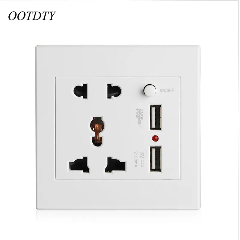 Dual USB 2.1A Wall Socket Charger AC//DC Power Adapter Plug Outlet Panel w//Switch