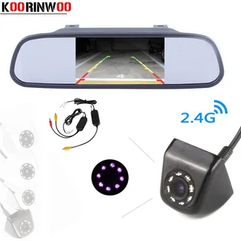 

Koorinwoo Wireless 5 inch Mirror Monitor tft lcd 800*480 with CCD Parking Video System 8 IR Car Rear View Camera Parking Assist