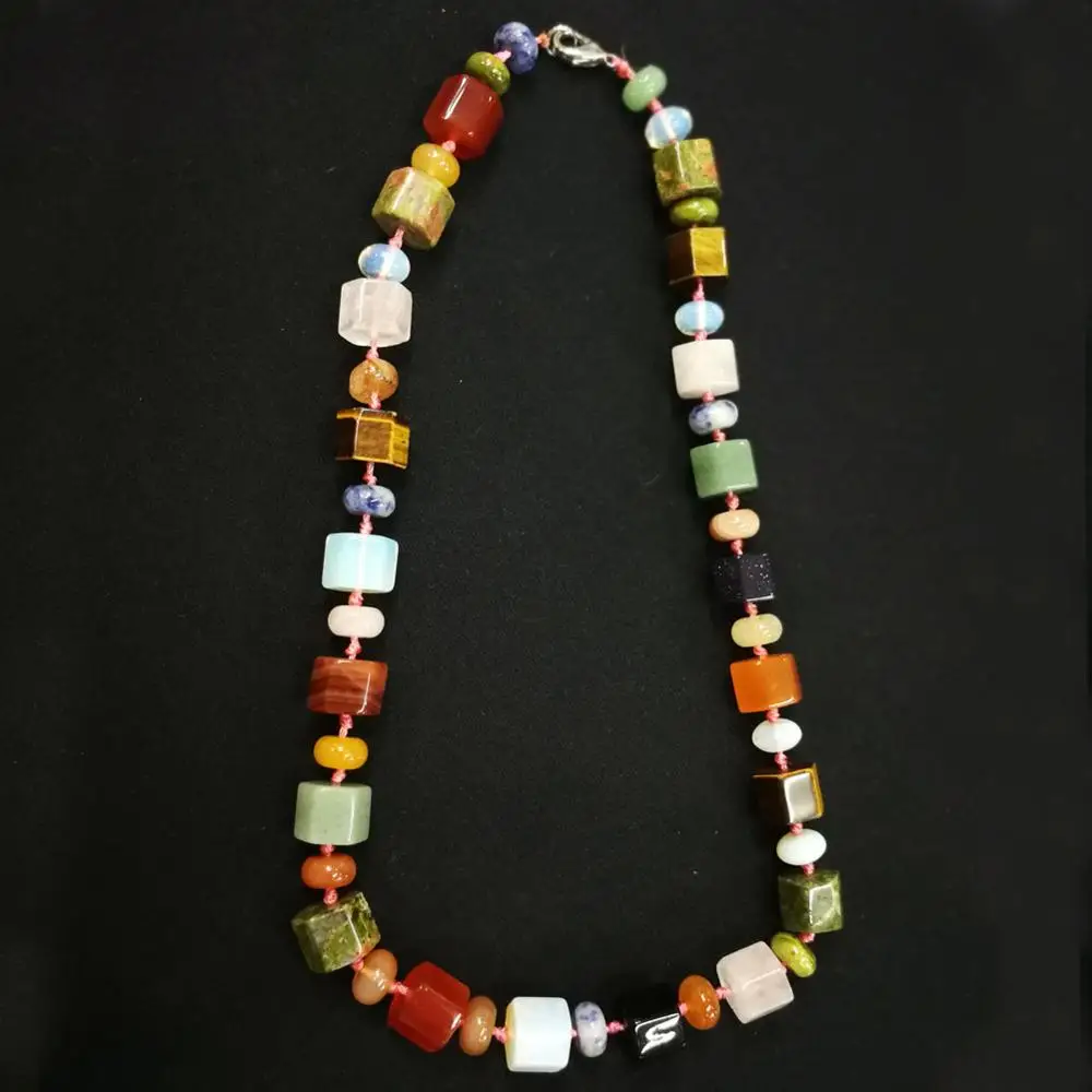

3pcs Natural Stone Roses Quartz Opal Hexagonal Prism Beads String Necklace Bohemia Personality Women Energy Healing Jewelry Free