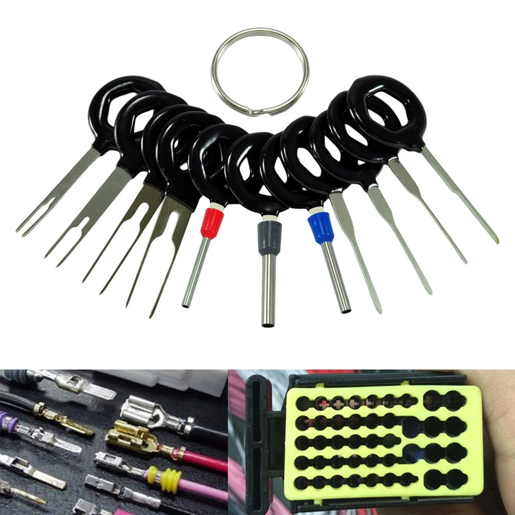 11Pcs Auto Car Plug Circuit Board Wire Harness Terminal Extractor Pick Connector Crimp Pin Needle Remove