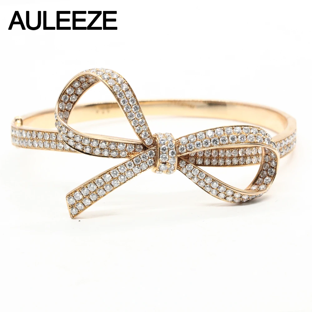 Real 18K Yellow Gold Diamond Bangle Unique Bowknot Shape Simulated Diamond Wedding Bangles For Women Fine Jewelry Gifts Real 18K Yellow Gold Diamond Bangle Unique Bowknot Shape Simulated Diamond Wedding Bangles For Women Fine Jewelry Gifts
