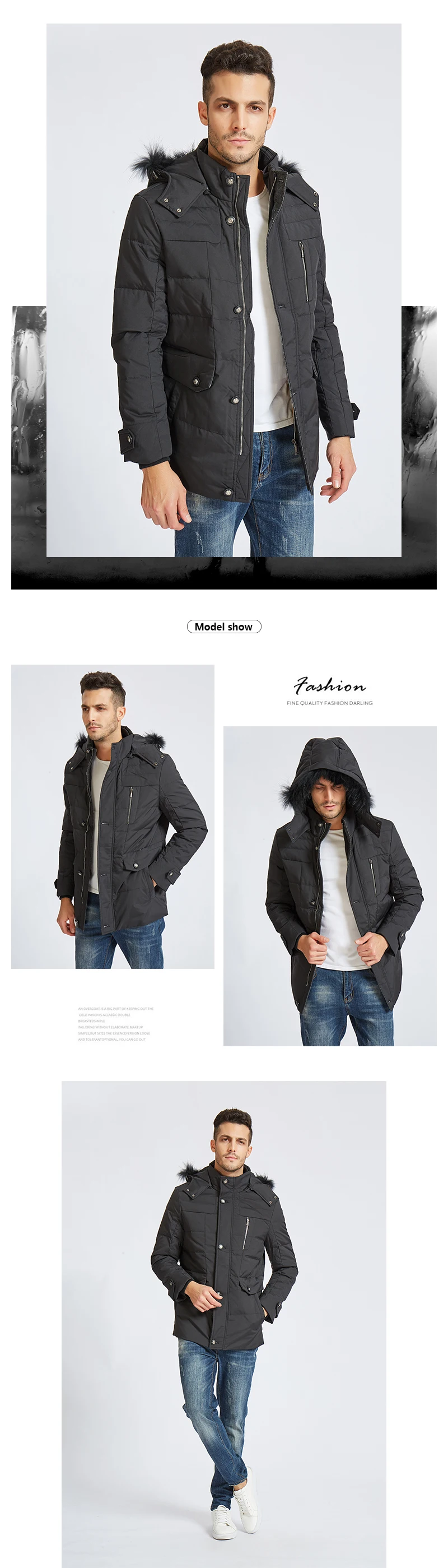 2018 новый бренд одежды Куртки толстые теплые мужчин пуховая куртка высокого качества меховой воротник с капюшоном пуховая куртка зимняя