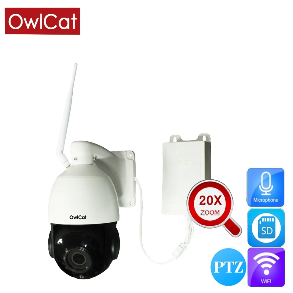 

OwlCat 1080P HD 3518E Sony323 Outdoor Waterproof Wireless PTZ Dome Street IP Camera WiFi 20x Zoom Two Way Audio Talk IR Night