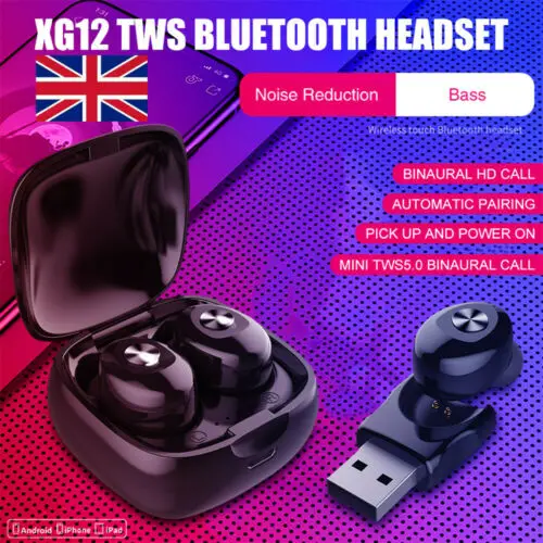 

2019 UK Bluetooth 5.0 Headset TWS Wireless Mini Earbuds HiFi Sports Earphones In-Ear Waterproof Stereo Headphones