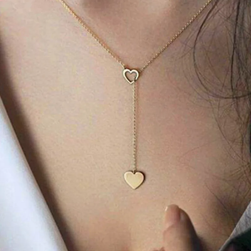 Крошечное ожерелье сердца для женщин короткая цепочка в форме сердца кулон ожерелье подарок этническое богемское Колье чокер Прямая поставка x51