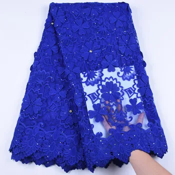 

Royal Blue 3D Applique Milk Silk Lace African Lace Fabric High Quality French Lace Fabric Nigerian Lace Fabric Wedding 1642B