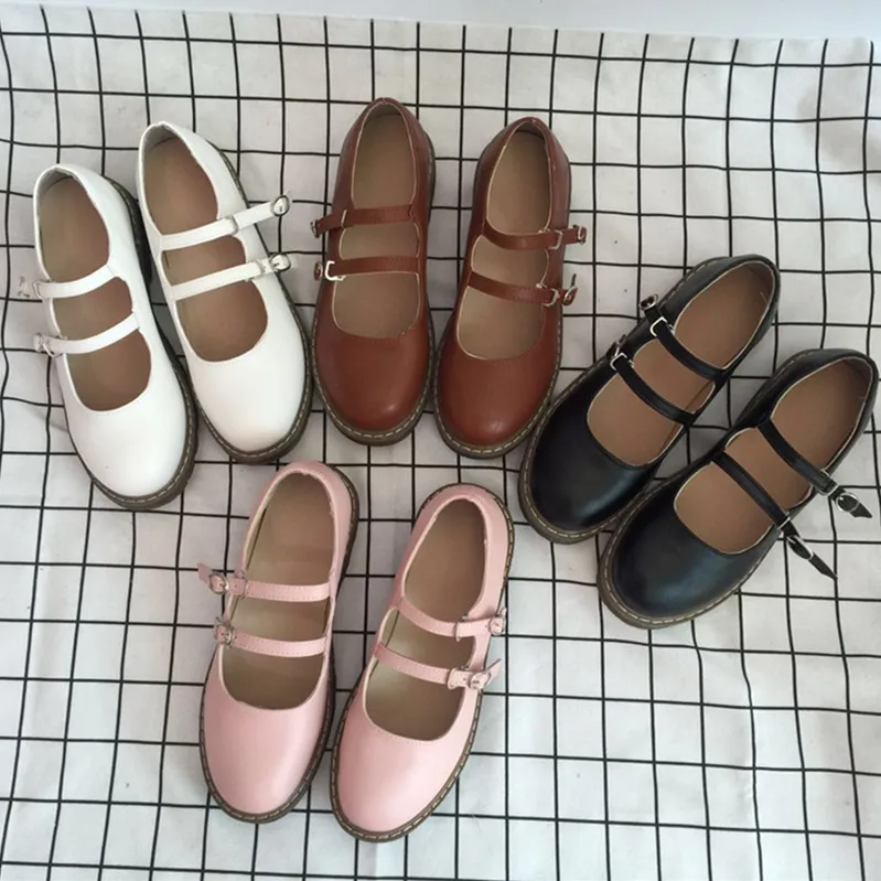 

japanese student sweet lolita shoes round head buckle doll single shoes kawaii girl cosplay loli women shoes loli cos