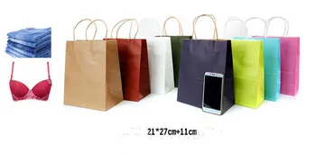 

50 Pcs/Lot Durable Elegant Packaging Bags With Handle Kraft Paper Bag For Wedding Party Decoration New Year Gift Bag cloth bag