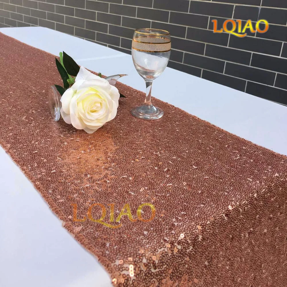 Hot Sale Glitter Rose gold Sequin Table Runner For Wedding/Party