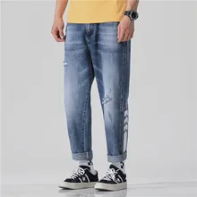 Мужские джинсы весна и лето стиль комбинезоны девять центов повседневные брюки хип-хоп свободные