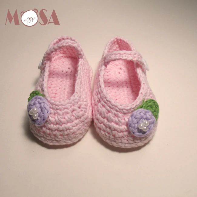 Ручной крючком девушка Мэри Джейн обувь с цветами 8 цветов для маленьких девочек плетеные туфли пинетки новорожденных малыша готов к отправке