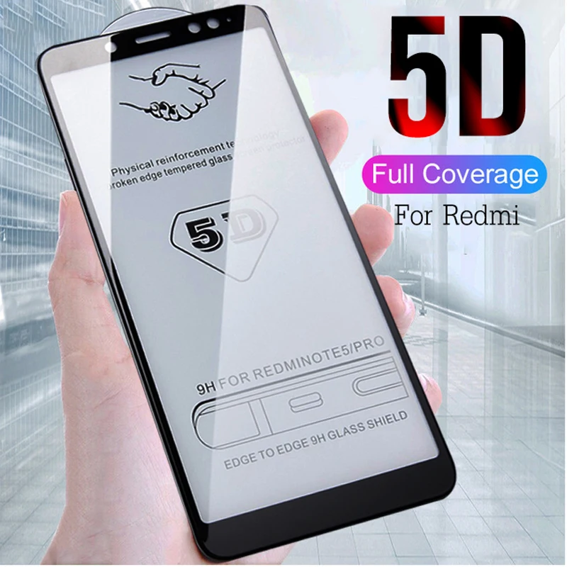 

5pcs 5D Full Cover Tempered Glass For Xiaomi Redmi 5 Plus Redmi Note 5 6 7 Pro Screen Protector For Redmi 4X 6 Protection Glass
