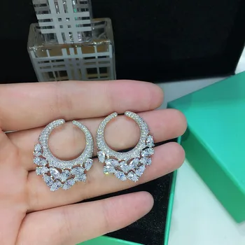 

GL Fashion AAA Zircon Crystal Moon Star Stud Earring Cute Beads A*M S925 Pin Earring Women Wedding Gift Jewelry