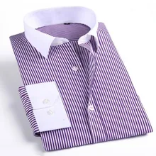 Men’s Slim Fit Shirt Casual Business Elegant Formal Shirt For Men Social stitching collar stripes Men’s Long Sleeve Dress Shirt
