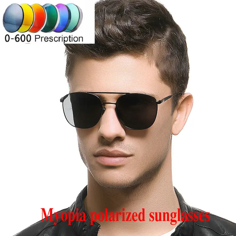 Новинка, диоптрийные поляризованные солнцезащитные очки для близорукости, унисекс, Модные поляризованные солнцезащитные очки с зеркальными линзами, классические квадратные мужские солнцезащитные очки для вождения NX - Цвет линз: black-gray lens-550
