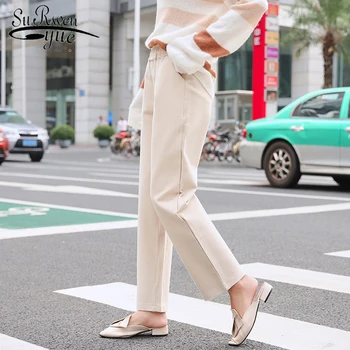 

2019 autumn winter loose Korean style of woolly leggings female trousers women high waist ankle length casual pants 1576 50