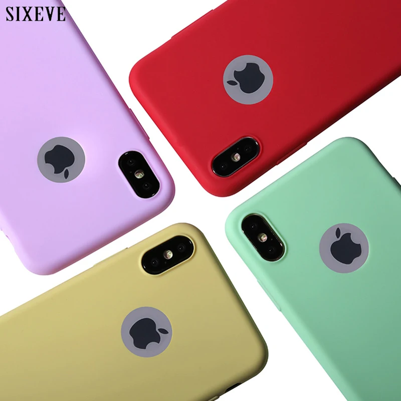 

Simple Solid Color Soft Silicone Case For iPhone 6 S 6S 7 8 Plus 5 5S SE X XS Max XR 6Plus 7Plus 8Plus Macaron Candy Color Cover
