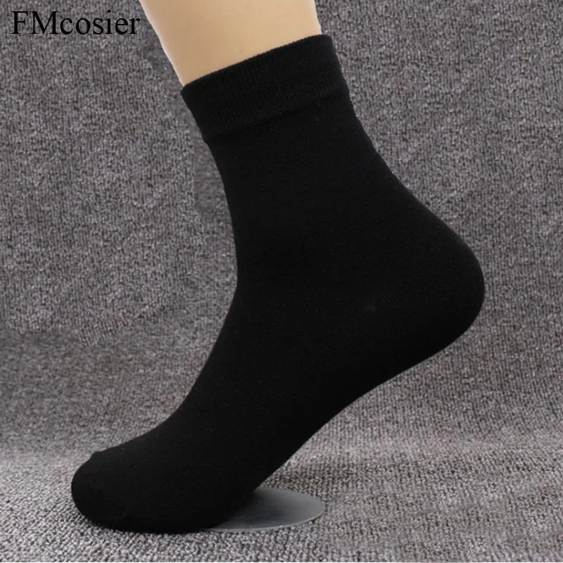 10 пар размера плюс мужские хлопковые мягкие нарядные деловые однотонные мужские осенние носки зимние теплые черные белые 48 44 45 46 47 - Цвет: Black