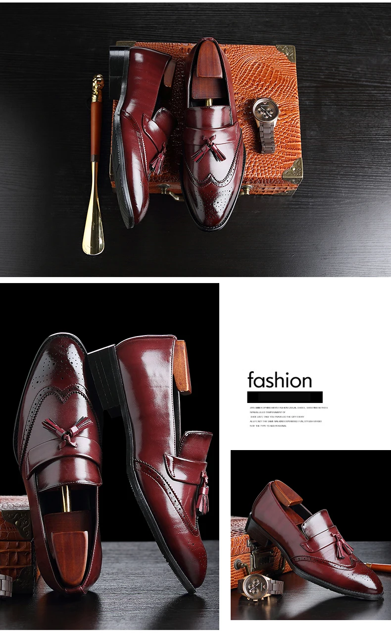 Mens Casual Shoes' Moccasins Men Shoes Formal Brown Slip-on Men Loafer Shoes High Quality Cow Leather Wedding Dress Shoe Size 48 (8)