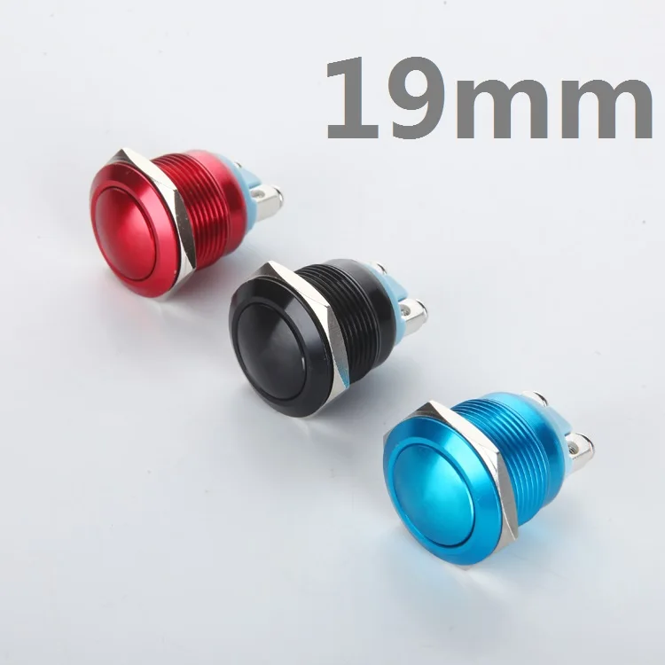 1pcs 19mm L42 Cabochon Zinc Alloy Metal Push Button Switch Car Modification Horn Doorbell Switch Automatic Reset Waterproof 12mm alumina black flat high head waterproof metal push button switch led light momentary latching car engine pc power switch 5v